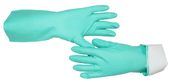 Factory Heavy Duty Reusable Green Nitrile Rubber Chemical Resistant Industry Luvas Guantes En420 En374