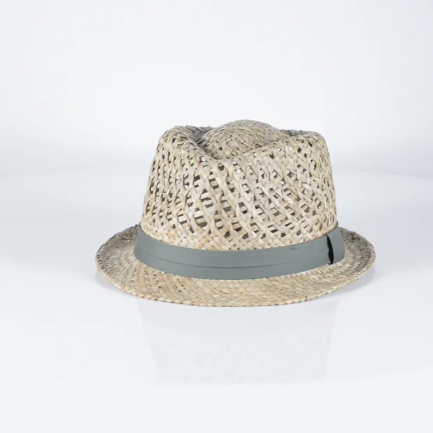 Outdoor Natural Rush Straw Palm Tree Band Men Fedora Hat 